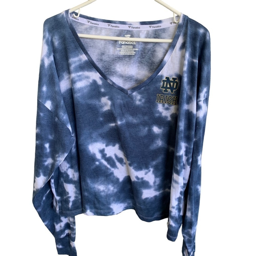 🆕 Fanatics Women’s Tie Dye Notre Dame Top Size XXL